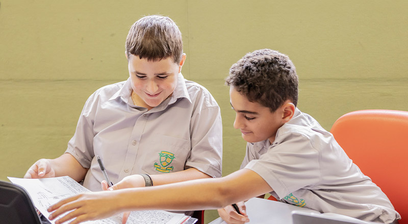 Students studying together at Parramatta Marist High School Westmead