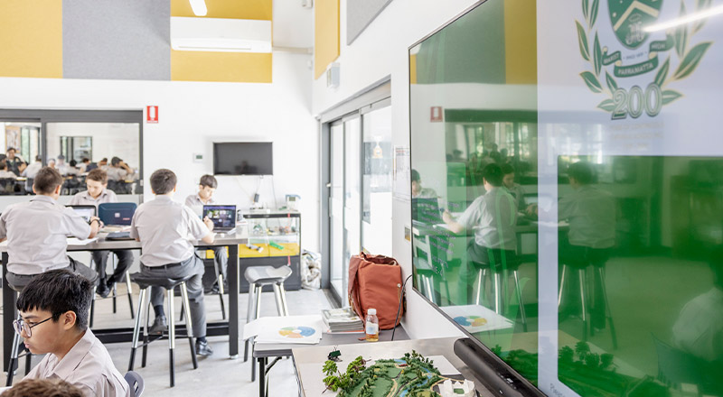Students studying in the eLearning centre at Parramatta Marist High School Westmead