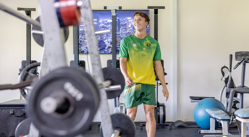 Student working out in the Parramatta Marist High School Westmead gym
