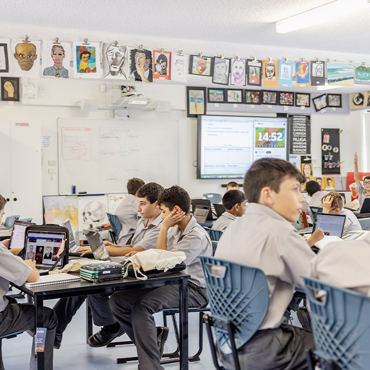 Students learning in the classroom at Parramatta Marist High School Westmead