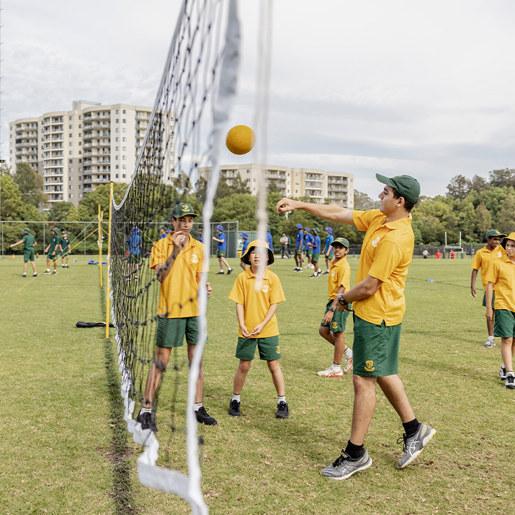 Students playing vollyball at Parramatta Marist High School Westmead